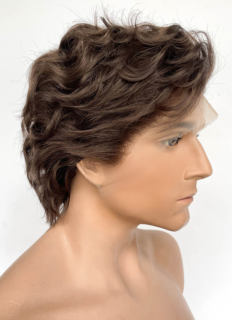 Brunette Wavy Lace Front Synthetic Men's Wig NM029