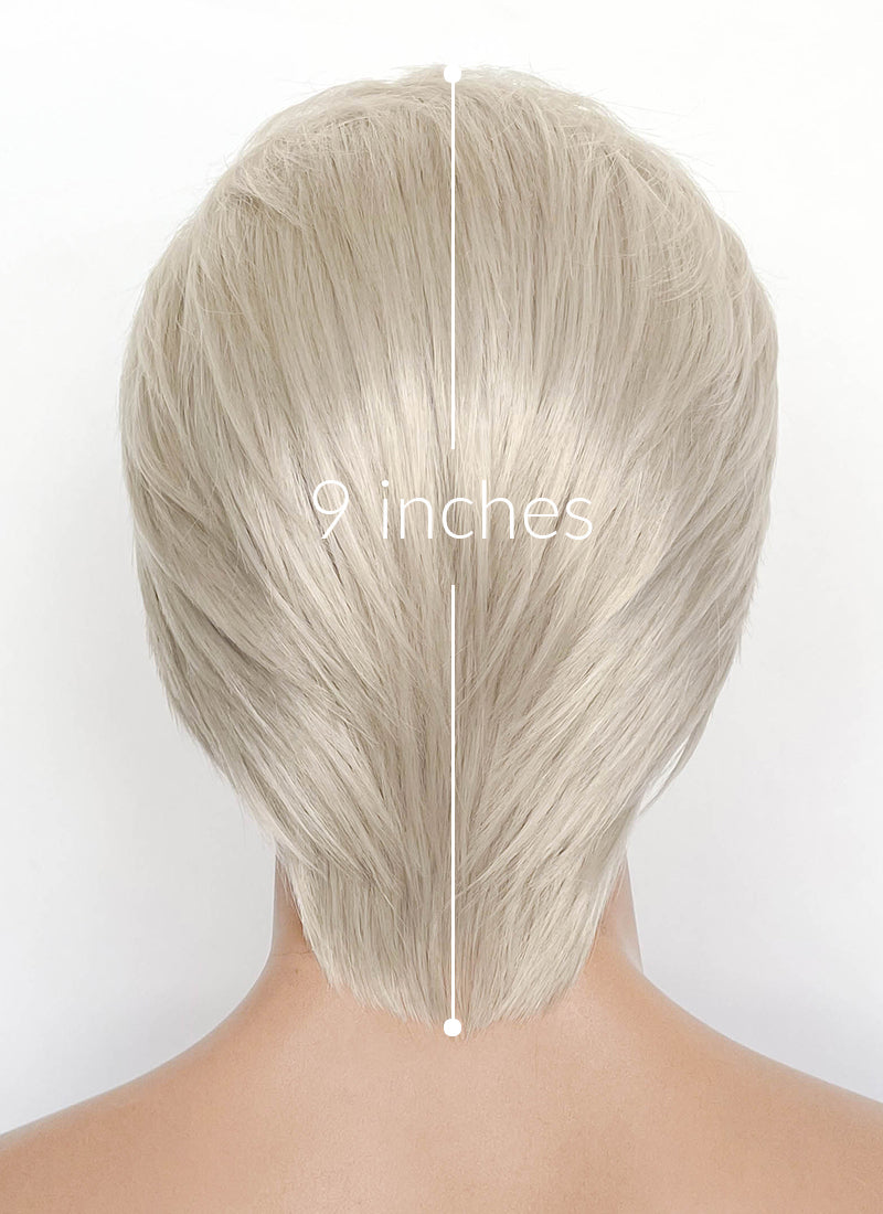 Pastel Grey Blonde Straight Lace Front Synthetic Men's Wig LF8038