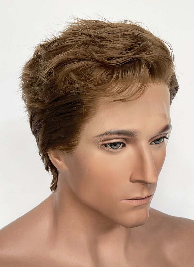 Brown Wavy Lace Front Synthetic Hair Men's Wig NM031