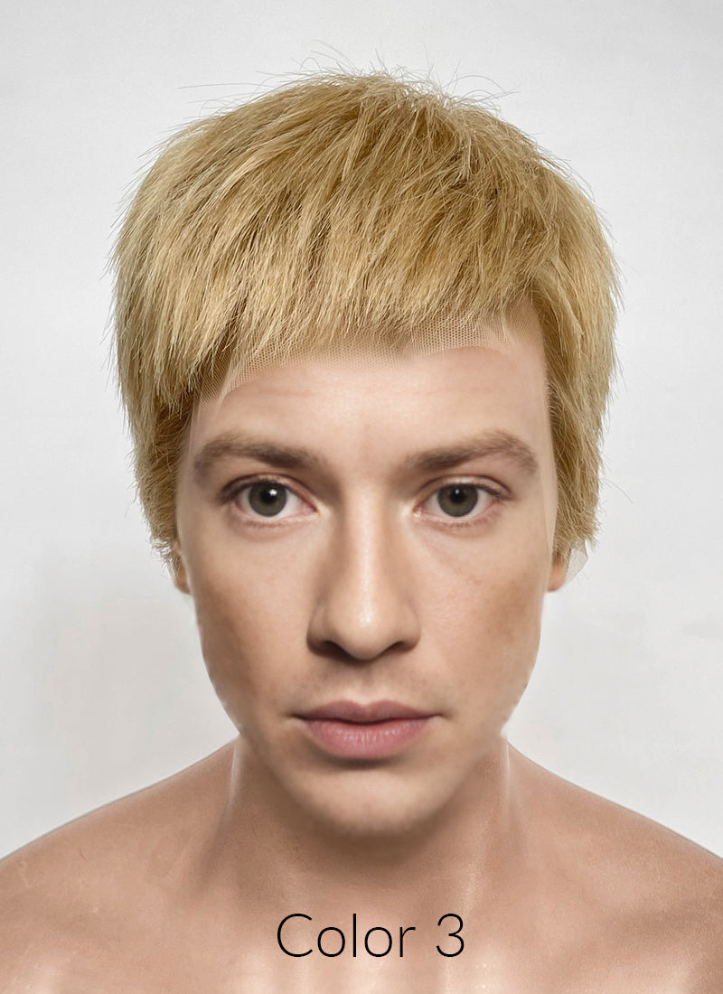 The Fantastic Four Human Torch Johnny Storm Golden Blonde Straight Yaki 13" x 6" Lace Top Synthetic Men's Wig LF8071