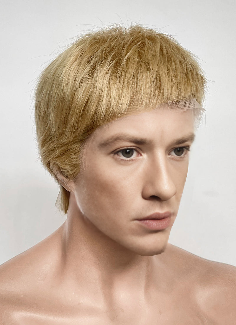 The Fantastic Four Human Torch Johnny Storm Golden Blonde Straight Yaki 13" x 6" Lace Top Synthetic Men's Wig LF8071