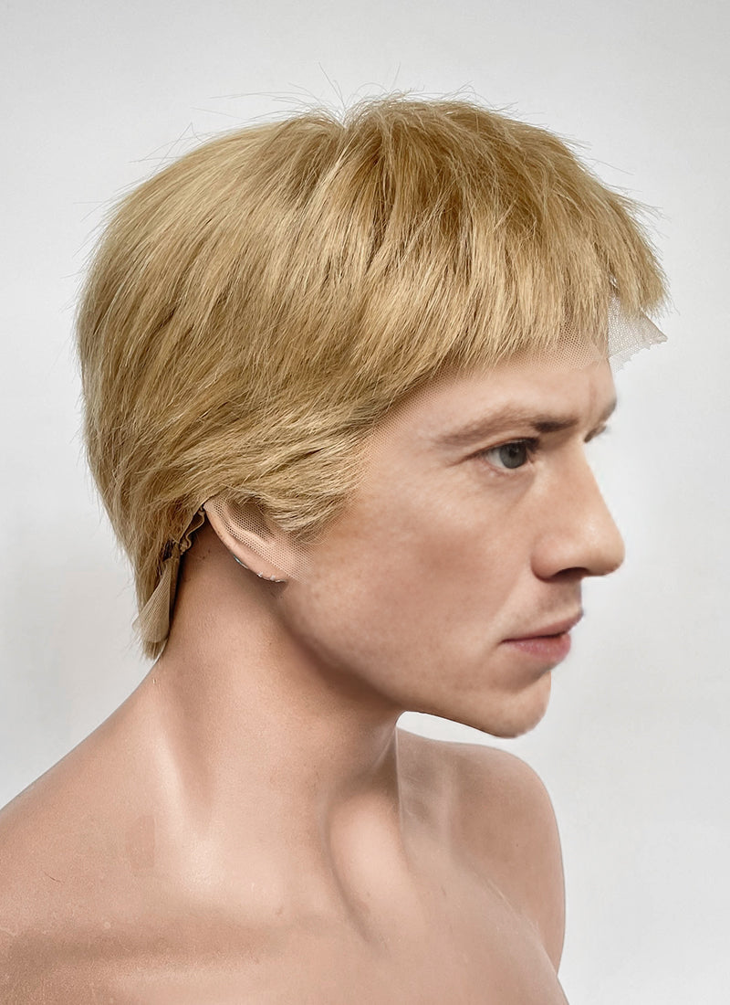 The Fantastic Four Human Torch Johnny Storm Golden Blonde Straight Yaki 13" x 6" Lace Top Synthetic Men's Wig LF8071
