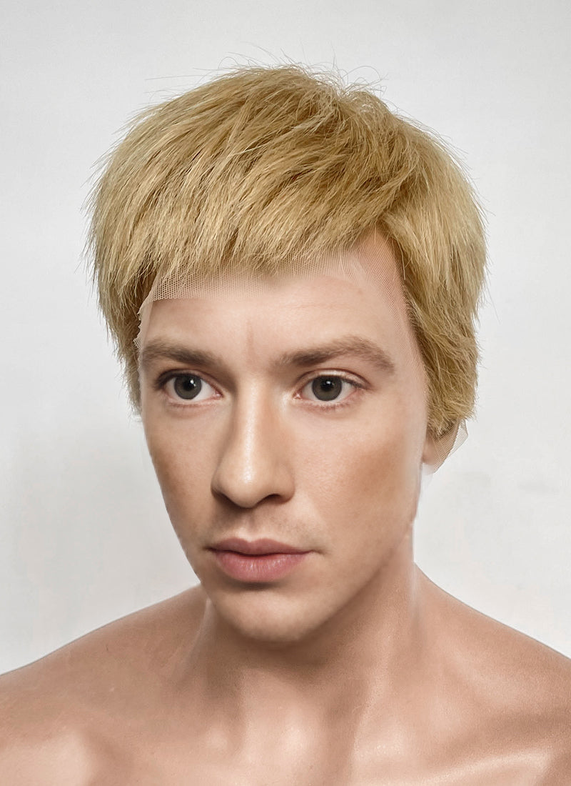 The Fantastic Four Human Torch Johnny Storm Golden Blonde Straight Yaki 13" x 6" Lace Top Synthetic Men's Wig LF8071