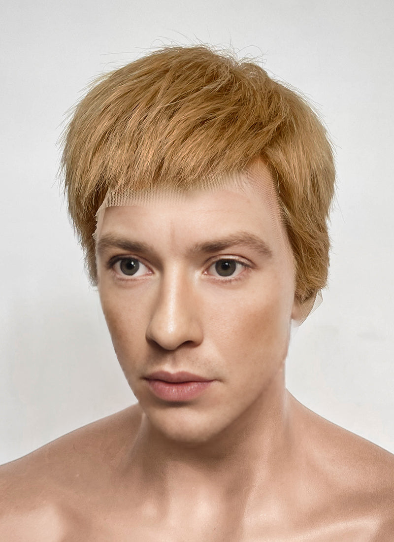 The Fantastic Four Human Torch Johnny Storm Golden Blonde Straight Yaki 13" x 6" Lace Top Synthetic Men's Wig LF8071
