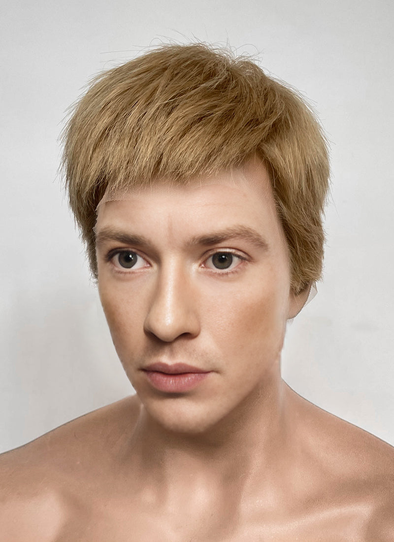 The Fantastic Four Human Torch Johnny Storm Golden Blonde Straight Yaki 13" x 6" Lace Top Synthetic Men's Wig LF8071