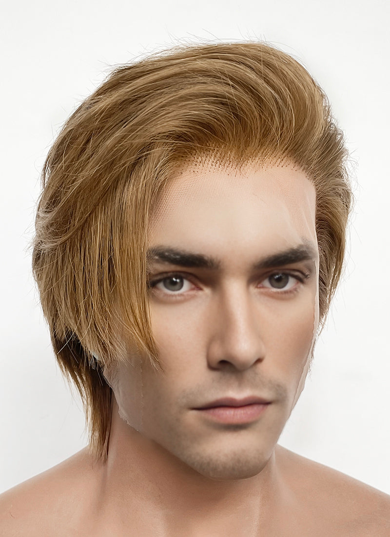 Medium Blonde Straight Lace Front Synthetic Men's Wig LF8078