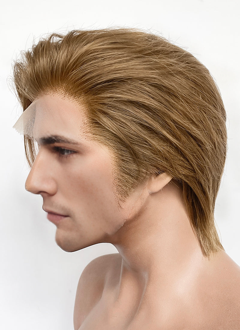 Medium Blonde Straight Lace Front Synthetic Men's Wig LF8078