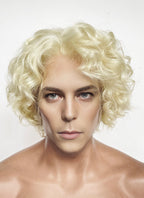 Blonde Curly Lace Front Synthetic Men's Wig LF8081