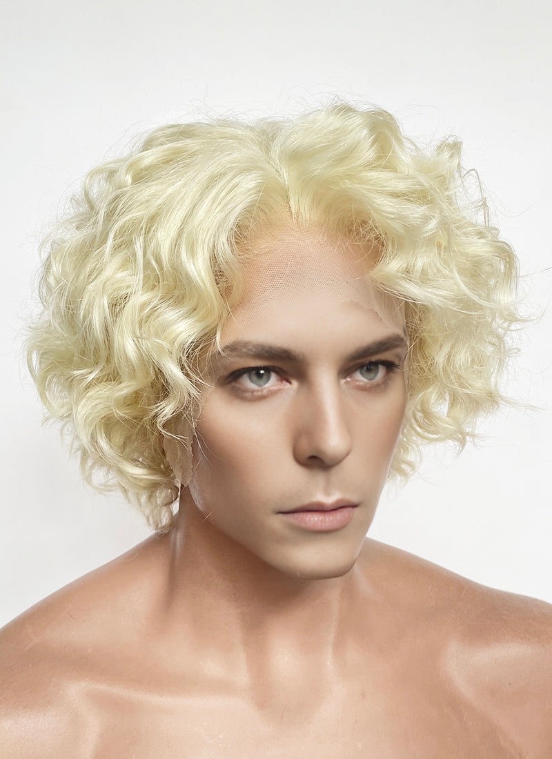 Blonde Curly Lace Front Synthetic Men's Wig LF8081
