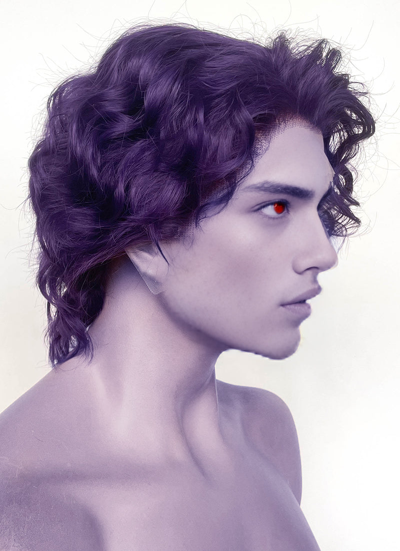 Critical Role The Mighty Nein Mollymauk Tealeaf Purple Wavy Lace Front Synthetic Men's Wig LF8094