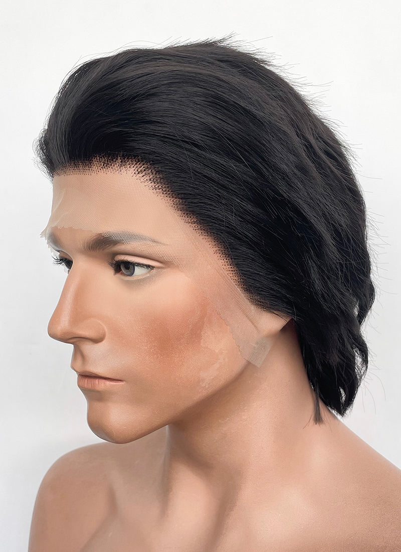 Crimson Desert Kliff Jet Black Wavy Lace Front Synthetic Men's Wig LF8113