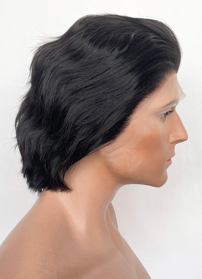Crimson Desert Kliff Jet Black Wavy Lace Front Synthetic Men's Wig LF8113