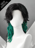 Black Mixed Green Wavy Ponytail Lace Front Synthetic Wig LF8128