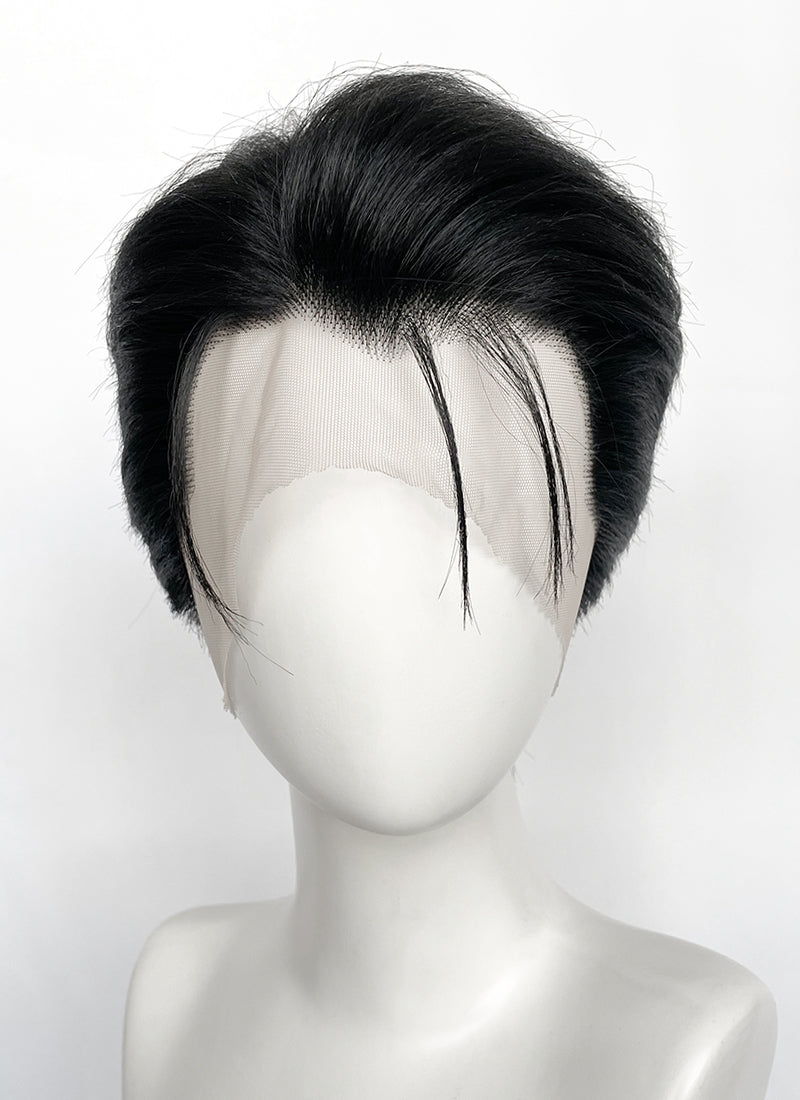 Black Straight Lace Front Synthetic Men's Wig LF8131