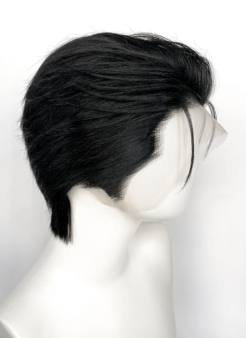 Black Straight Lace Front Synthetic Men's Wig LF8131