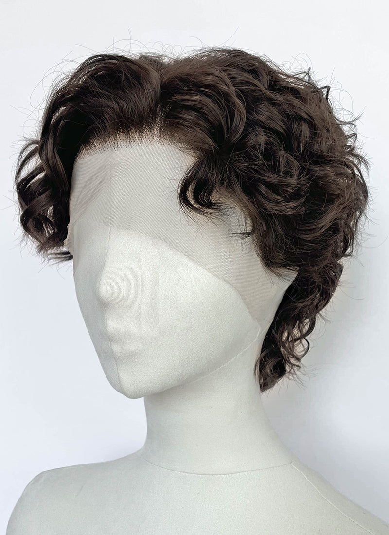 Spider-Man Peter Parker Brunette Curly Lace Front Synthetic Men's Wig LF8144