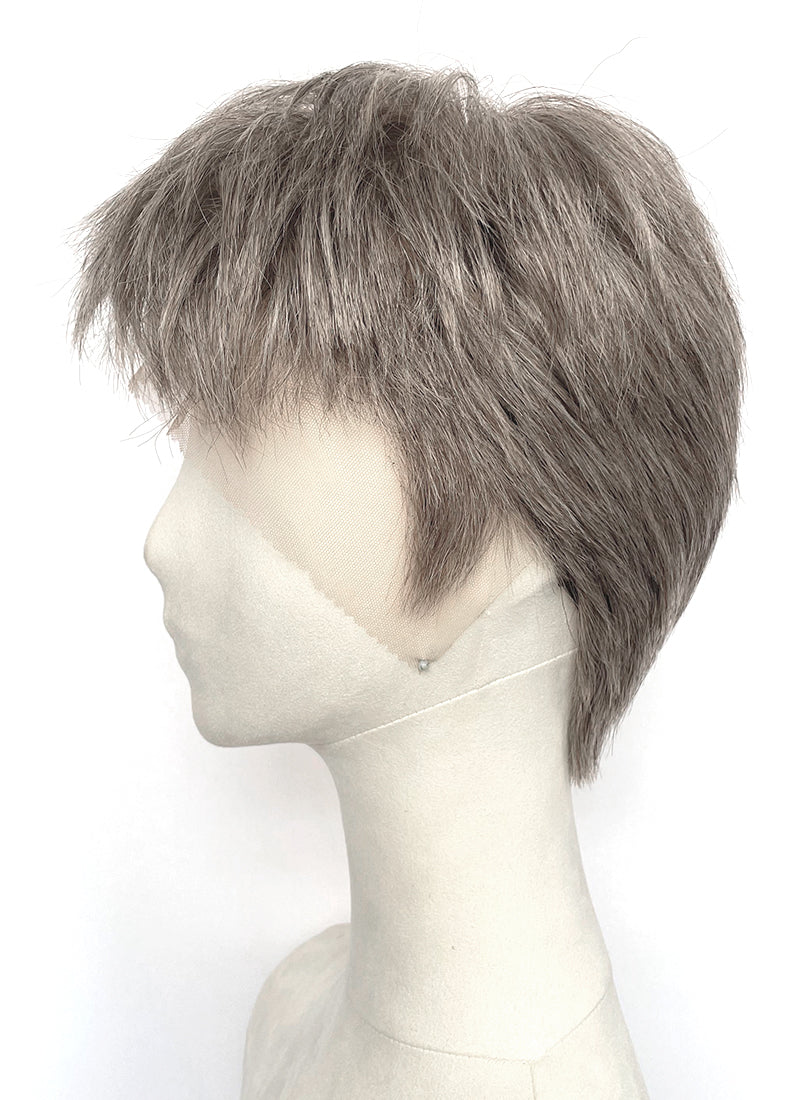 The Odyssey Odysseus Ash Silver Gray Straight 13" x 6" Lace Top Synthetic Men's Wig LF8151