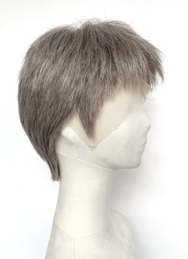 The Odyssey Odysseus Ash Silver Gray Straight 13" x 6" Lace Top Synthetic Men's Wig LF8151