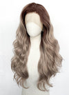 Brown With Dark Roots Wavy Lace Front Synthetic Wig LFCS265