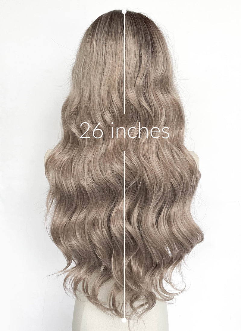 Brown With Dark Roots Wavy Lace Front Synthetic Wig LFCS265