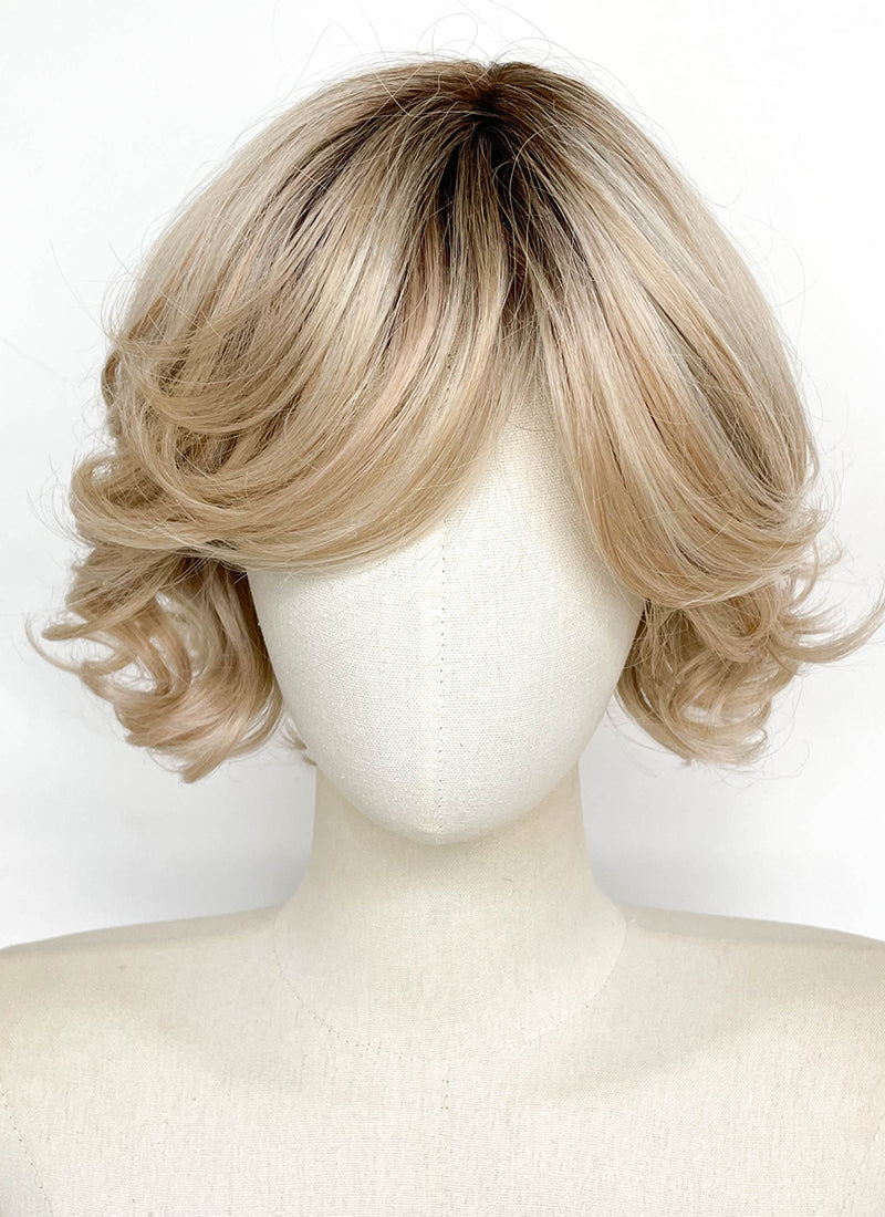 Blonde With Dark Roots Wavy Mono Top Lace Wig LFCS304