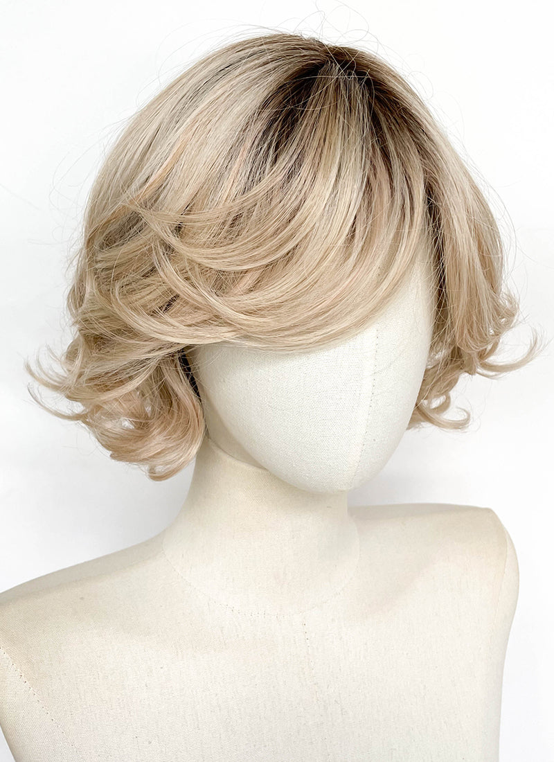 Blonde With Dark Roots Wavy Mono Top Lace Wig LFCS304