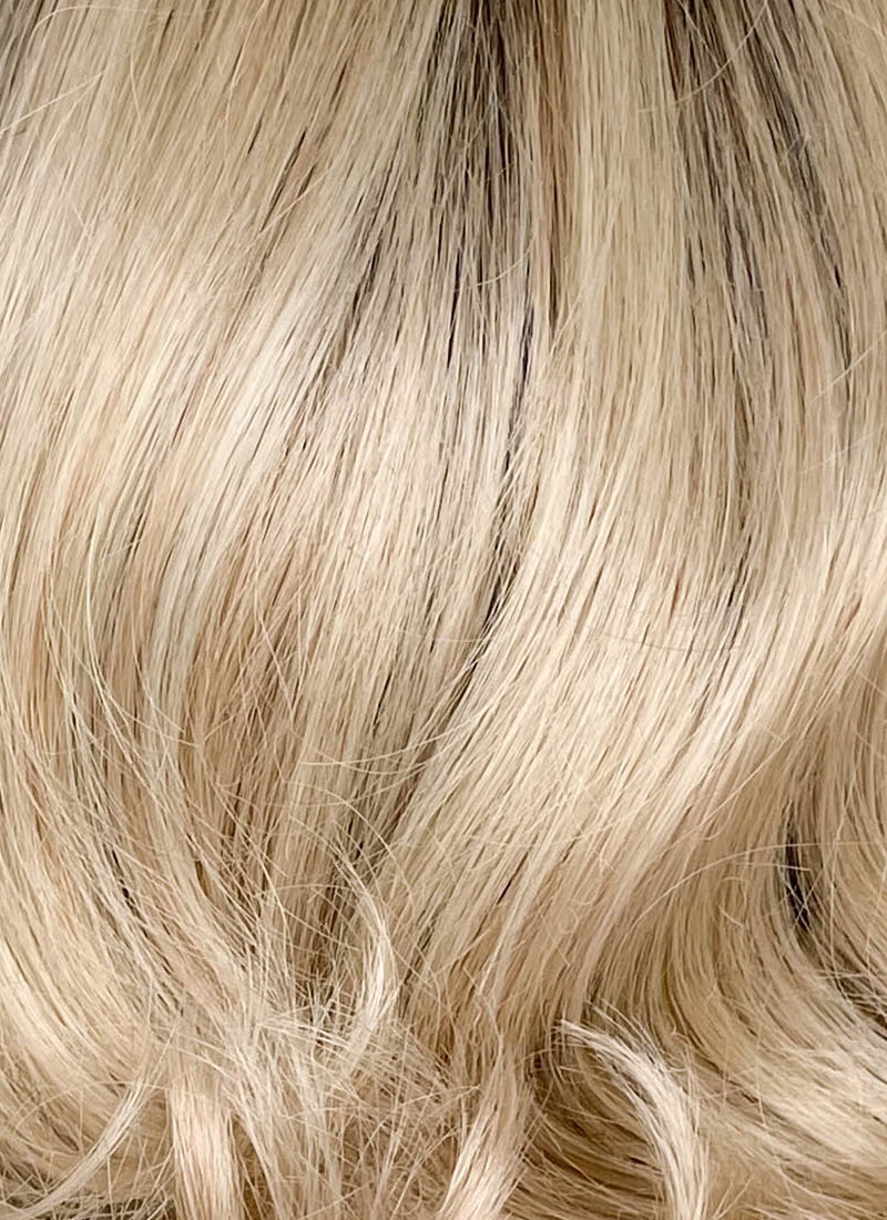 Blonde With Dark Roots Wavy Mono Top Lace Wig LFCS304