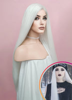 Straight Yaki White Lace Front Synthetic Wig LF624B
