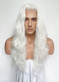 White Wavy Lace Front Synthetic Hair Men's Wig LFM001