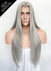 Pastel Blondish Grey Straight Lace Front Synthetic Hair Men's Wig LFM003