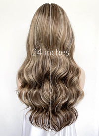 Balayage Blonde Mixed Brown Wavy Lace Front Kanekalon Synthetic Wig LFS045