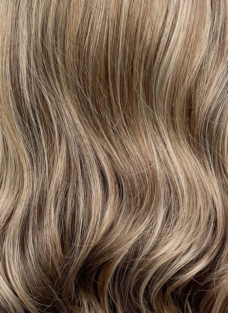 Balayage Blonde Mixed Brown Wavy Lace Front Kanekalon Synthetic Wig LFS045