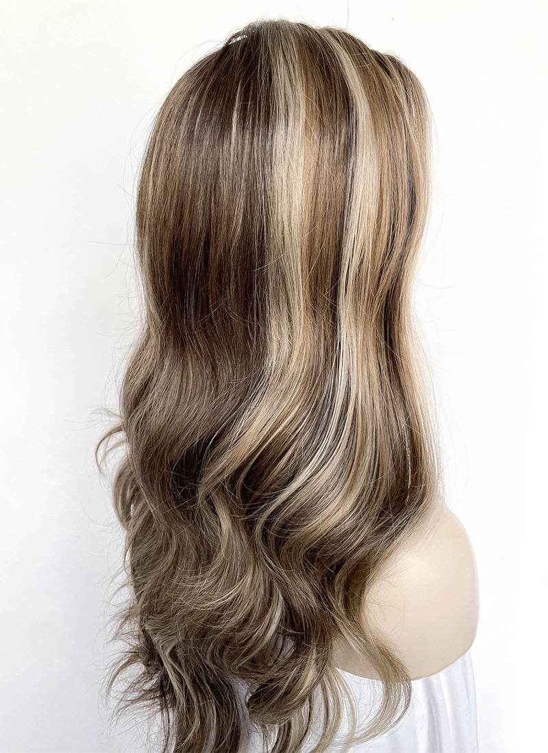 Balayage Blonde Mixed Brown Wavy Lace Front Kanekalon Synthetic Wig LFS045