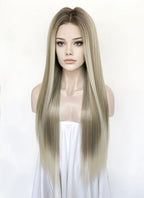 Mixed Blonde Money Piece Straight 13" x 6" Lace Top Lace Front Synthetic Wig LFS046