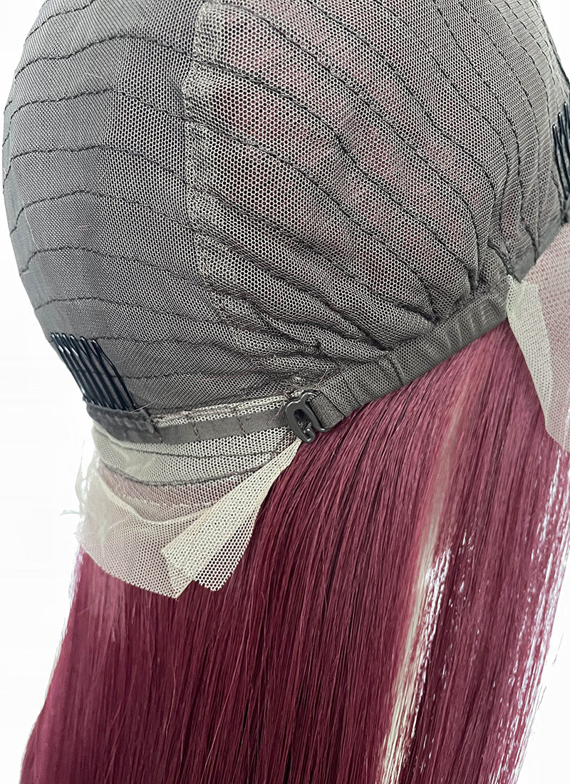 Reddish Purple Straight 13" x 6" Lace Top Kanekalon Synthetic Hair Wig LFS063
