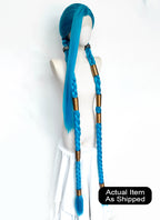League of Legends LOL Arcane Jinx Turquoise Blue Braided Lace Front Synthetic Wig LN6020X