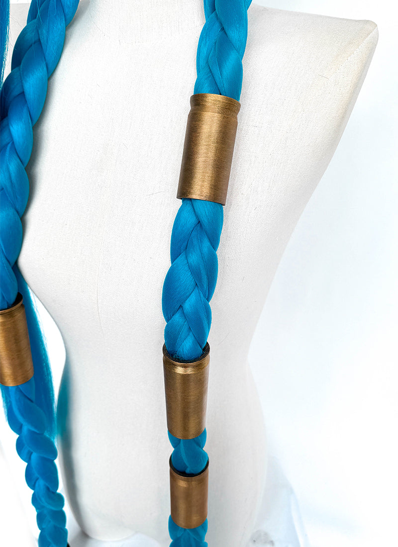 League of Legends LOL Arcane Jinx Turquoise Blue Braided Lace Front Synthetic Wig LN6020X