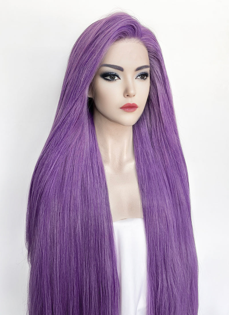 KPop Demon Hunters Rumi Pastel Purple Braided Lace Front Synthetic Wig LF2515