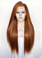 Mixed Ginger Straight Yaki Lace Front Synthetic Hair Wig LN6048