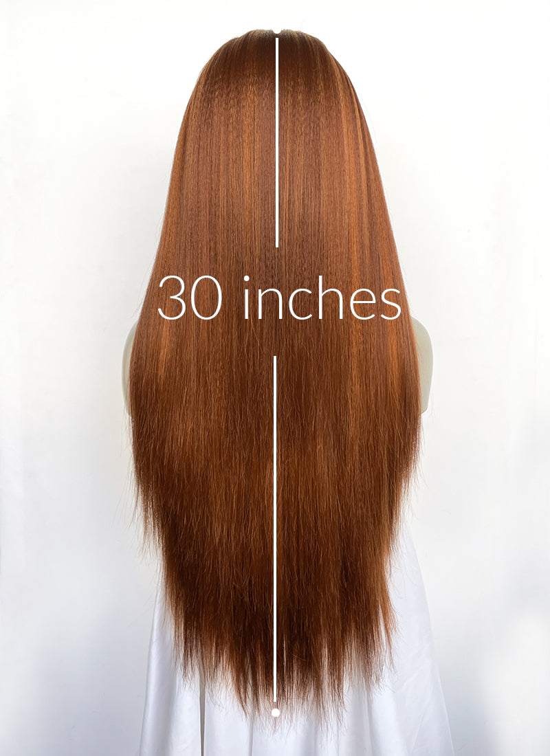 Mixed Ginger Straight Yaki Lace Front Synthetic Hair Wig LN6048
