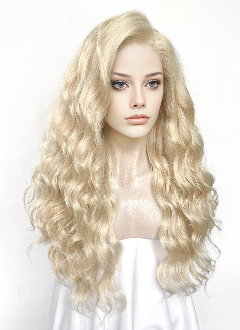 Pastel Ash Blonde Wavy Lace Front Synthetic Wig LW4054
