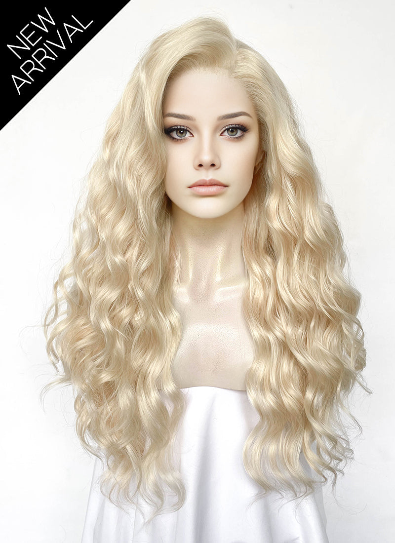 Pastel Ash Blonde Wavy Lace Front Synthetic Wig LW4054