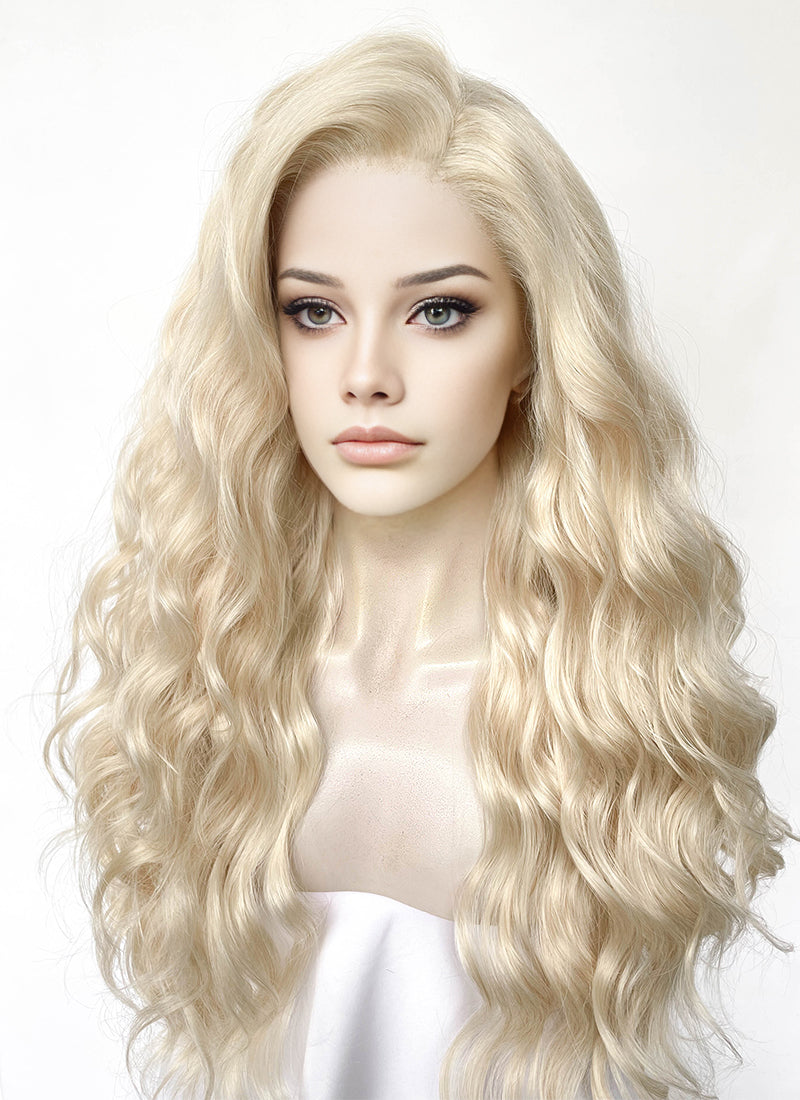Pastel Ash Blonde Wavy Lace Front Synthetic Wig LW4054