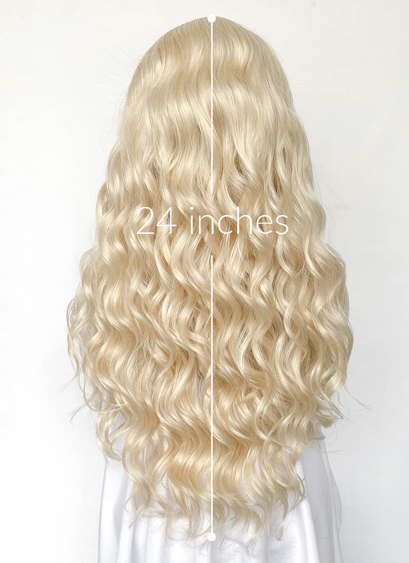 Pastel Ash Blonde Wavy Lace Front Synthetic Wig LW4054