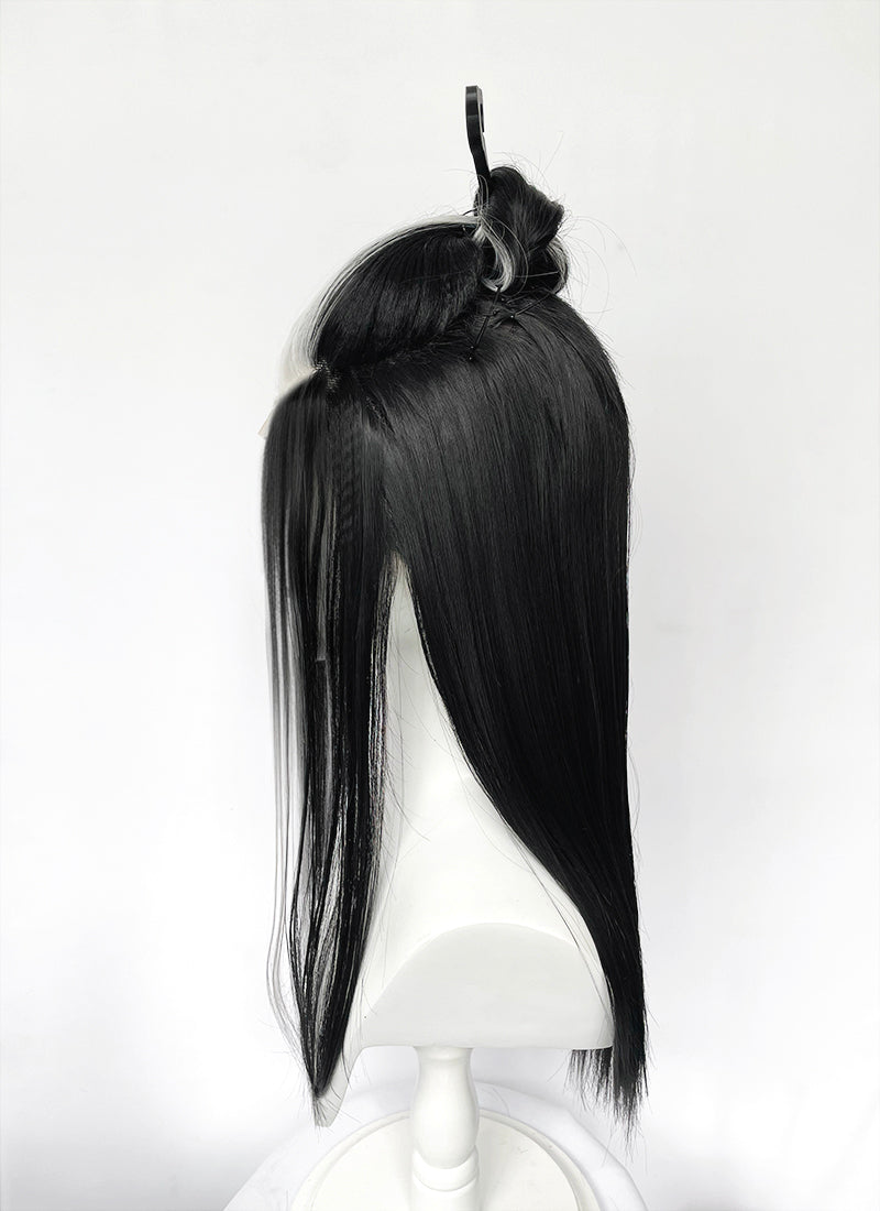 Critical Role Laudna Black And White Single Money Piece Straight Lace Front Synthetic Hair Wig LW4059