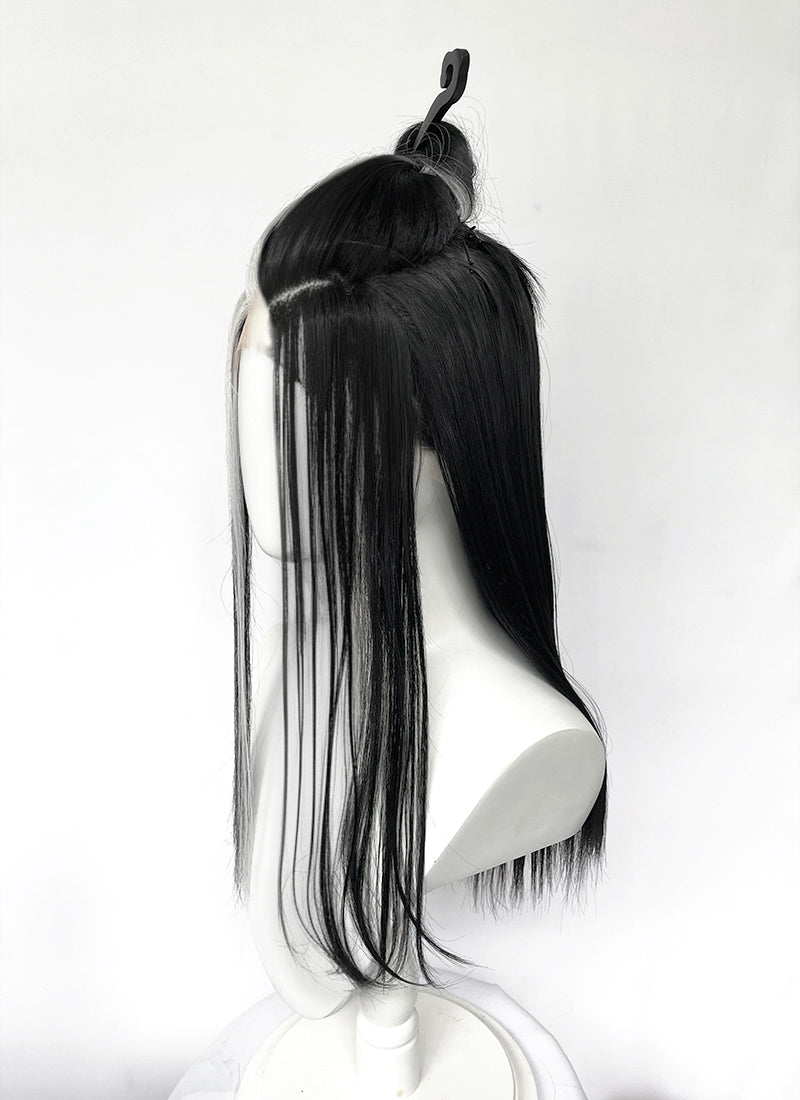 Critical Role Laudna Black And White Single Money Piece Straight Lace Front Synthetic Hair Wig LW4059