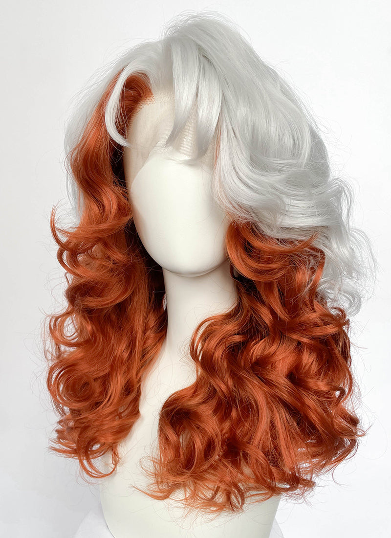 X-Men 97 Rogue Silver White Mixed Ginger Wavy Lace Front Synthetic