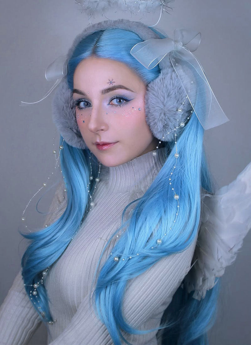 Pastel Blue Straight Lace Front Synthetic Wig LW769B