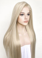 Straight Pastel Ash Blonde Lace Front Synthetic Wig LW780