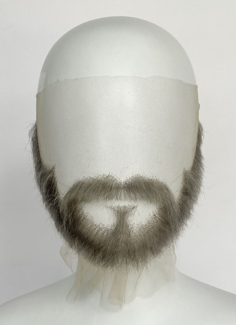 Handmade HD Lace Realistic Grey Beard and Moustache Facial Hair Set MB001